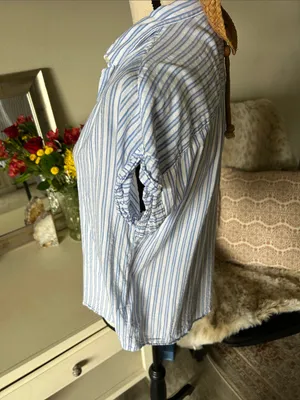 Gap white blue striped button down cotton shirt oversized S thumbnail 4