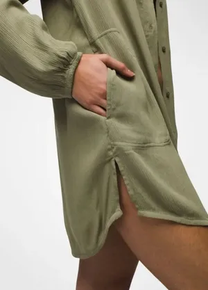 prAna Fernie Shirt Dress Women’s Small Sage Green Button Front Tunic Cover-Up #1 thumbnail 3