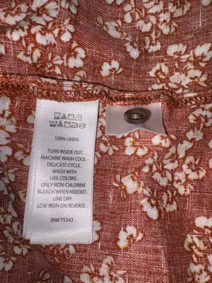 Rachel Zoe Rust Floral Short-Sleeve Button-Down Shirt 100% linen Size Small thumbnail 7