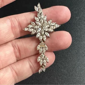 Silver And Rhinestone Cross Necklace Pendent thumbnail 5