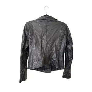 STRADIVARIUS 100% Leather Biker Jacket Black Medium thumbnail 3