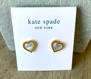 Kate Spade Heart Mother of Pearl Earrings. New! thumbnail 1