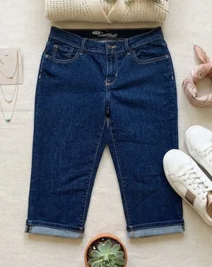 Old Navy The Sweetheart Dark Wash Denim Capris Jeans Blue Size 6 Regular thumbnail 1