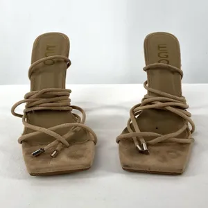 Ego Fiat Faux Leather Lace Up Square‎ Toe Sculptured Heel in Nude Size 7 thumbnail 5