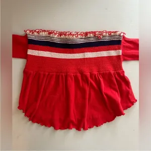 Free People Striped Ruffle Edge Hem Tube Top‎ xs thumbnail 4