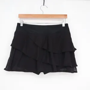 Black Tiered Ruffle Mesh Skort with Built-in Shorts Activewear Size L thumbnail 4