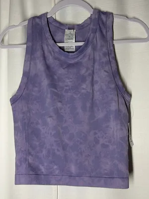 OLD NAVY Lavender Purple Tie Dye Active Crop Tank Top XL Fluid Seamless Fit NEW thumbnail 6