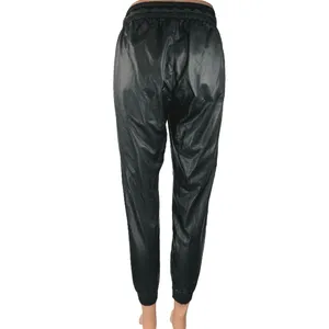 Zara Women Black Faux Vegan Leather High Rise Drawstring Jogger Trouser Pants XS thumbnail 3