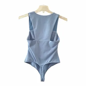 ✨Free People Intimately She's So Sleek Sz Small Bodysuit in Chambray✨ thumbnail 4