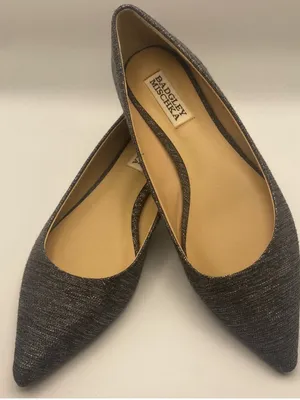 Badgley Mischka grey tweed pointy toe ballet flats academia fall winter 6.5 thumbnail 1