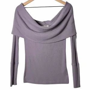 Free People Snowbunny Top Sweater Off Shoulder Purple Smoke Women's size M thumbnail 1