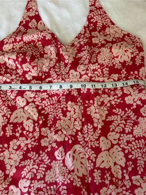 J. Crew Red and White Floral Halter Midi Dress 100% cotton y2k thumbnail 7