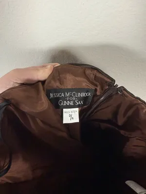 Jessica McClintock Gunne Sax Strapless Satin Corset Dress Brown Size 3/4 thumbnail 12