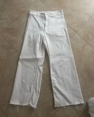 ZARA White Straight-Leg Jeans High-Rise thumbnail 1
