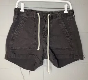American Eagle Charcoal Gray Drawstring Denim Shorts Women’s Size 4 Cotton thumbnail 1