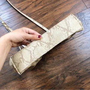 Anthropologie • Jory Clutch purse crossbody bag ruffle python snakeskin beige thumbnail 10