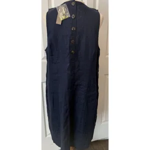 J.Crew NWT‎ Linen Shift Dress Sz LT Large Tall Embroidery Button Back Sleeveless thumbnail 2