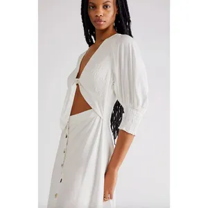 Free People String Of Hearts Maxi Dress Dress Linen Blend Ivory White Small thumbnail 2