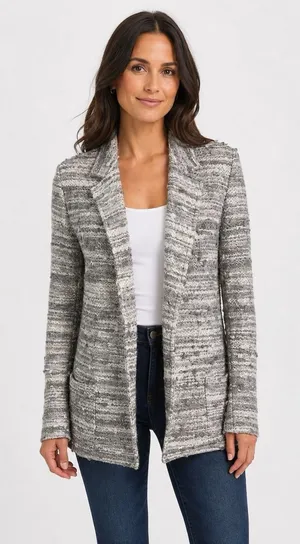 Drew Textured Open Front Longline Knit Cardigan Neutral Cozy Chic Small thumbnail 1