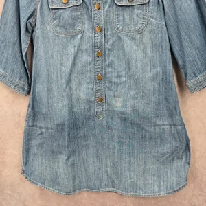 Gap Blue Demin Jeans Cotton Western Shirt Short Sleeve Top‎ Small thumbnail 5