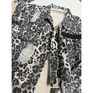 Dance And Marvel Leopard Distressed denim Jacket, Fits Med (D27) thumbnail 8