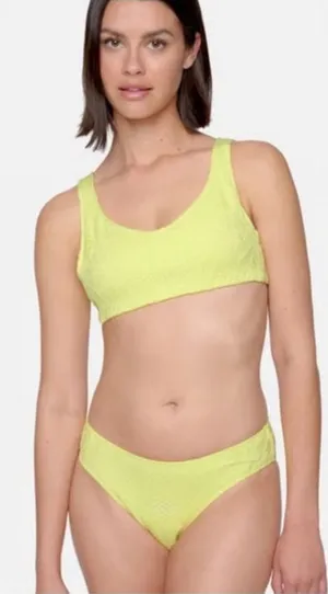 Hurley Crochet Soft Strap‎ Bikini Set Yellow Cheeky Coverage Swimsuit size XS thumbnail 1