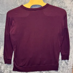 2098 | Aerie Oversized‎ High Low Viscose Blend Knit Pullover Burgundy Women M thumbnail 2