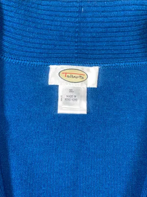 Vintage Talbots Wool Teal Blue Tie-Front Sweater Cardigan thumbnail 2