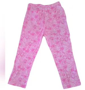 Lilly Pulitzer Womens Pink Seashell Cropped Straight Leg Pants Size 4 thumbnail 2