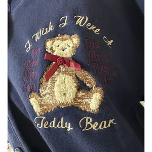 VTG Decorated Originals Teddy‎ Bear Fleece Navy XL Jacket with Embroidery Retro thumbnail 2