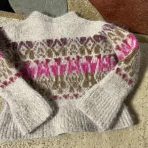 Velvet Graham Spencer Fair Isle Alpaca Sweater Womens XS Beige Pink Boho Fuzzy thumbnail 8