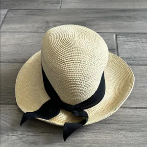 Elegant Cream Sun Hat with Black Band thumbnail 3