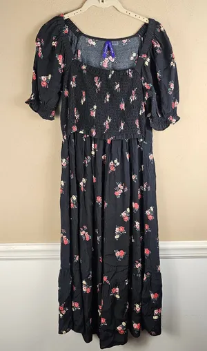 Seraphine Womens Black‎ Floral Verona Shirred Maternity & Nursing Dress 4 thumbnail 1