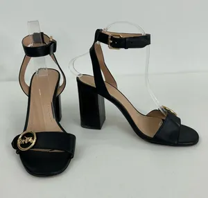 Coach Maddi Black Leather Block Heel Sandals Size 7.5 thumbnail 1