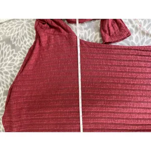 Minimalist Ribbed Mock Neck Dress XS Long Sleeve Y2K Fall Rust‎ Red Cabin Preppy thumbnail 5