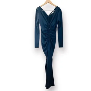 NWT Veronica Beard Dress Gilbert Ruched Long Sleeve V-neck navy blue New Ruche thumbnail 4
