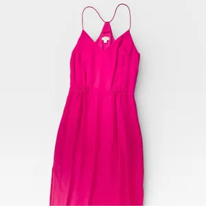 J.Crew Vibrant Pink Sleeveless Maxi Sundress Double Side Slit Dress Size 2 thumbnail 3
