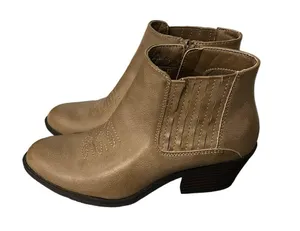 Frye & Co. JUDE Western Style Side Zip Ankle Boots Beige Taupe Sz 8.5M thumbnail 2