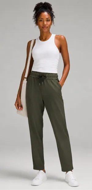 Lululemon On the Fly 7/8 Pant Size 2 Dark Olive Green Luxtreme Drawstring Pants thumbnail 1