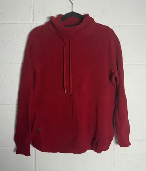 Lauren Ralph Lauren Red Cowl Neck Drawstring Knit Sweater 1X Plus Size thumbnail 1