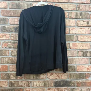 Emerson Street Women Stretch Hooded Top Size XL Black Fleur De Lis Saints French thumbnail 6