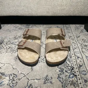 Birkenstock Arizona Shearling Desert Dust Gray Taupe Sandals thumbnail 6