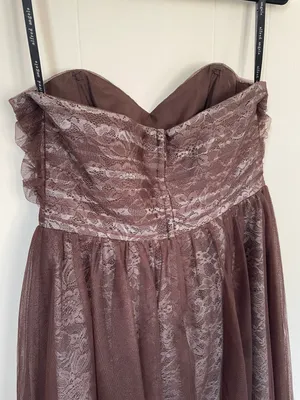 strapless formal dress brown lace women’s size 12 prom dance Y2K thumbnail 3