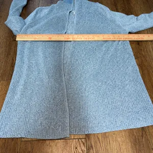 LL Bean Womens XL Light Blue 100% Cotton Open Front Ribbed‎ Cardigan Cottagecore thumbnail 5