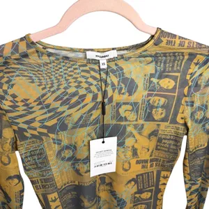 MIAOU Long Sleeve Tee in Wanted Size XS Grunge Streetwear Sheer Magazine‎ Print thumbnail 5