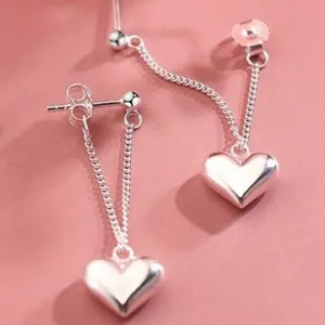 Elegant Silver Heart earrings. Hypoallergenic thumbnail 4