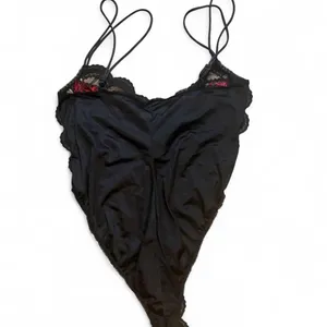 Vintage Black Red Rose Lace Teddy & Sheer Robe Lingerie Set Large thumbnail 8
