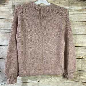 pink chunky knit sweater women size Small wrap front pullover thumbnail 10
