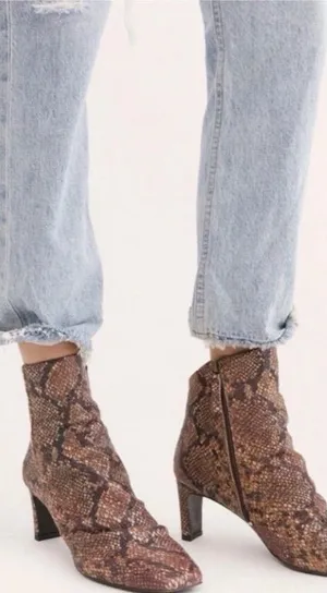 Free People Snake Print Leather Ankle Boots Size 39 US 8.5–9 thumbnail 1