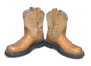 Ariat Women’s Western Work Boots Sz 6.5 Brown Ostrich Embossed Leather Lug Sole thumbnail 1